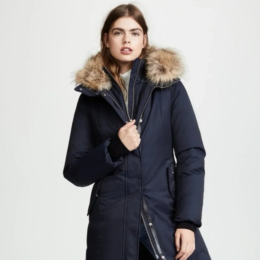 Mackage Dark Blue Puffer Coat with Faux Fur Hood - Picture 1 of 3